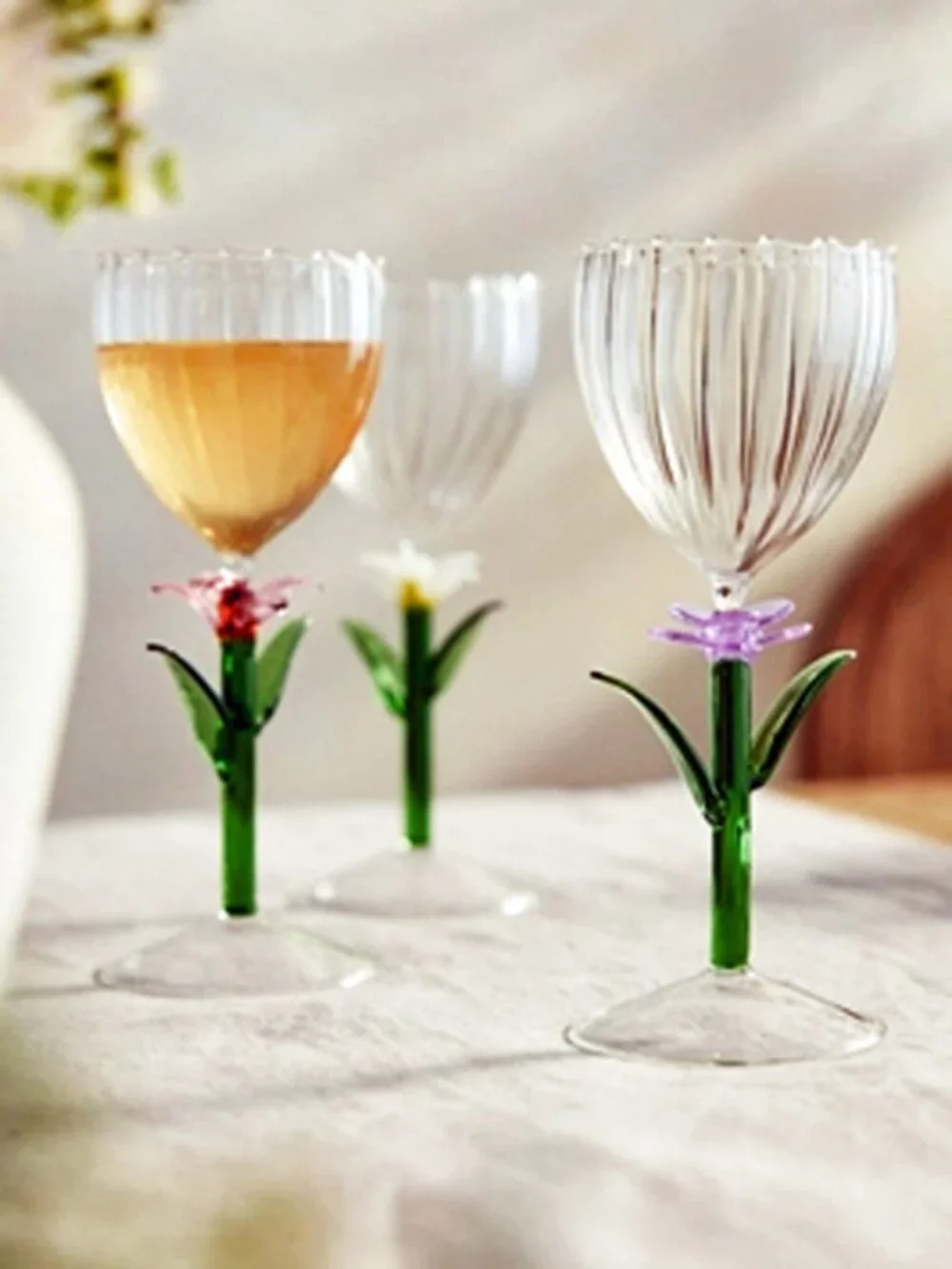 Two Anthropologie Wine Glasses - One Purple & One Pink - NIB!